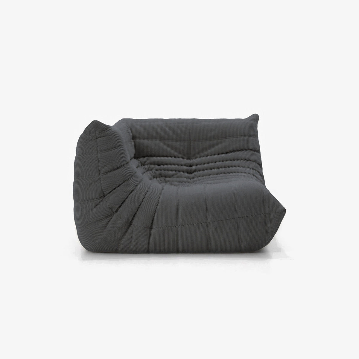 Module d'angle ANGELO velours côtelé Anthracite, vue de trois-quarts côté assise