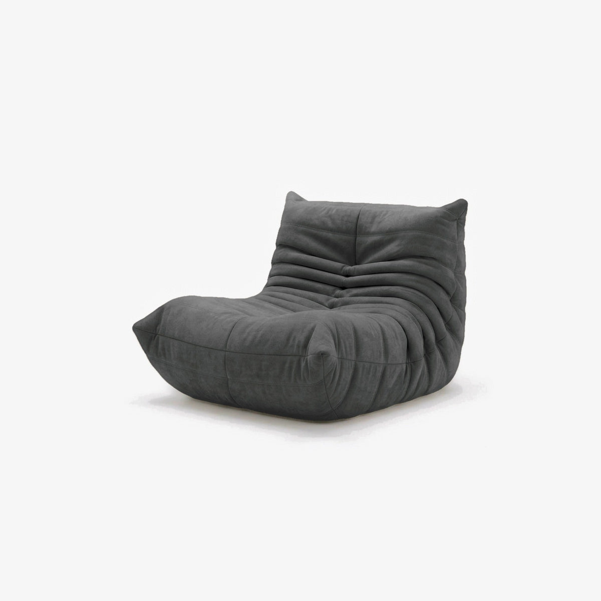 Fauteuil BALTAZAR effet daim Anthracite, vue de trois-quarts avant