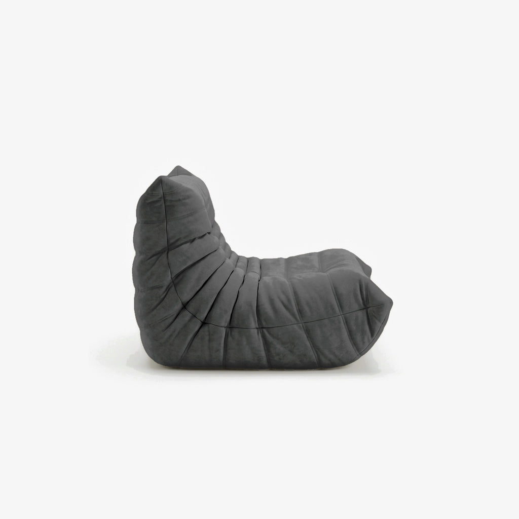 Fauteuil BALTAZAR effet daim Anthracite, vue de profil