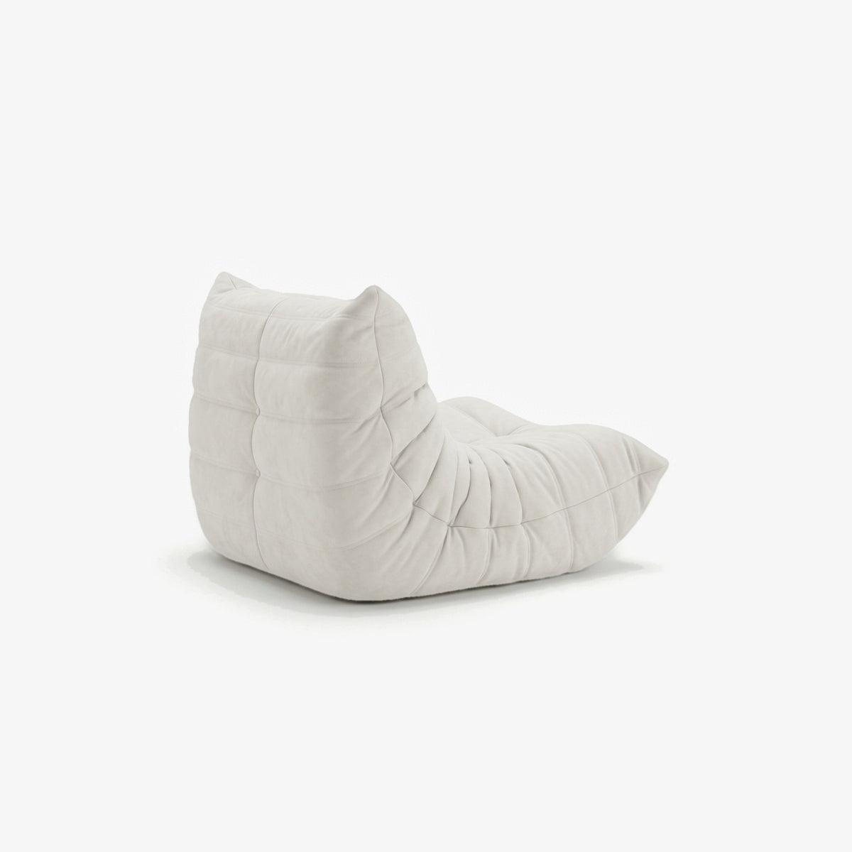 Fauteuil BALTAZAR effet daim Blanc, vue de trois-quarts arrière