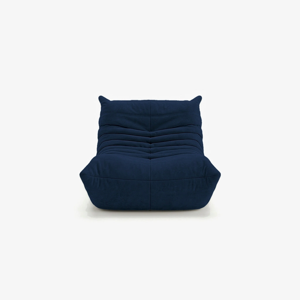 Fauteuil BALTAZAR effet daim Bleu nuit, vue de face