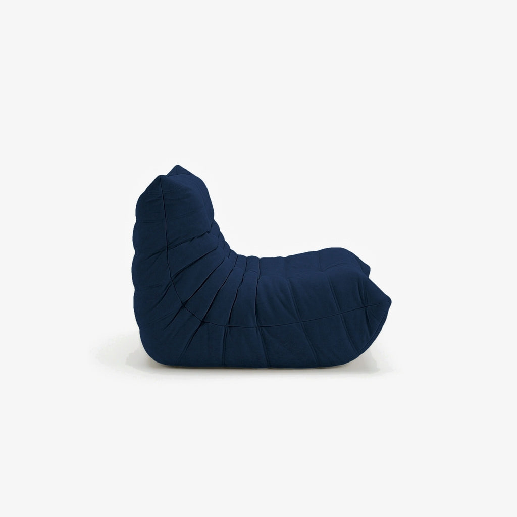 Fauteuil BALTAZAR effet daim Bleu nuit, vue de profil