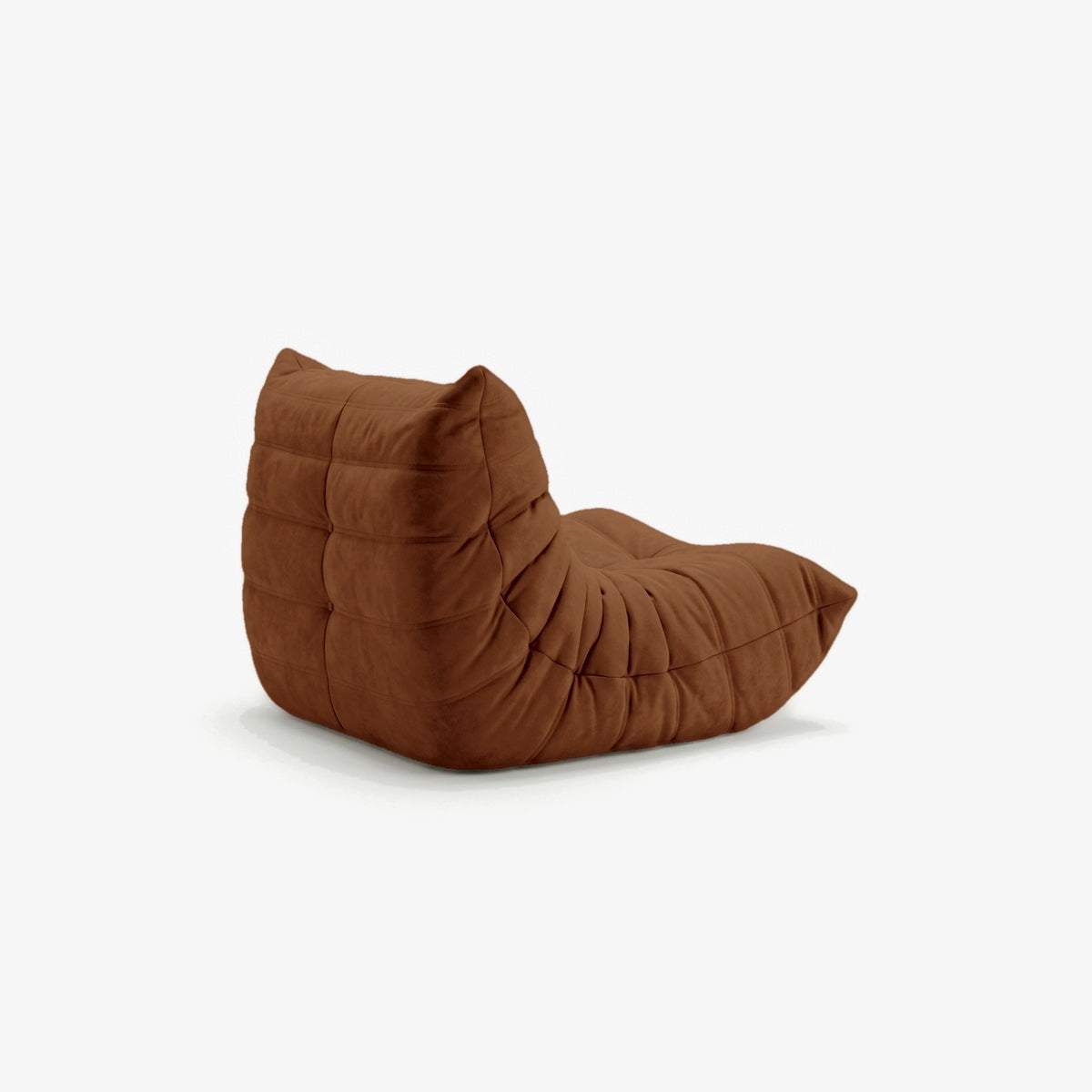 Fauteuil BALTAZAR effet daim Caramel, vue de trois-quarts arrière