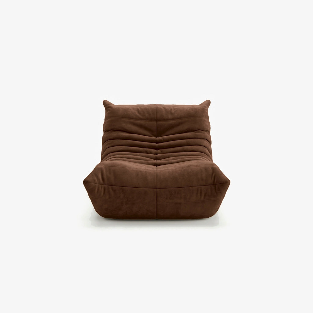 Fauteuil BALTAZAR effet daim Chocolat, vue de face