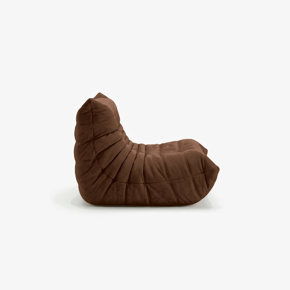 Fauteuil BALTAZAR effet daim Chocolat, vue de profil