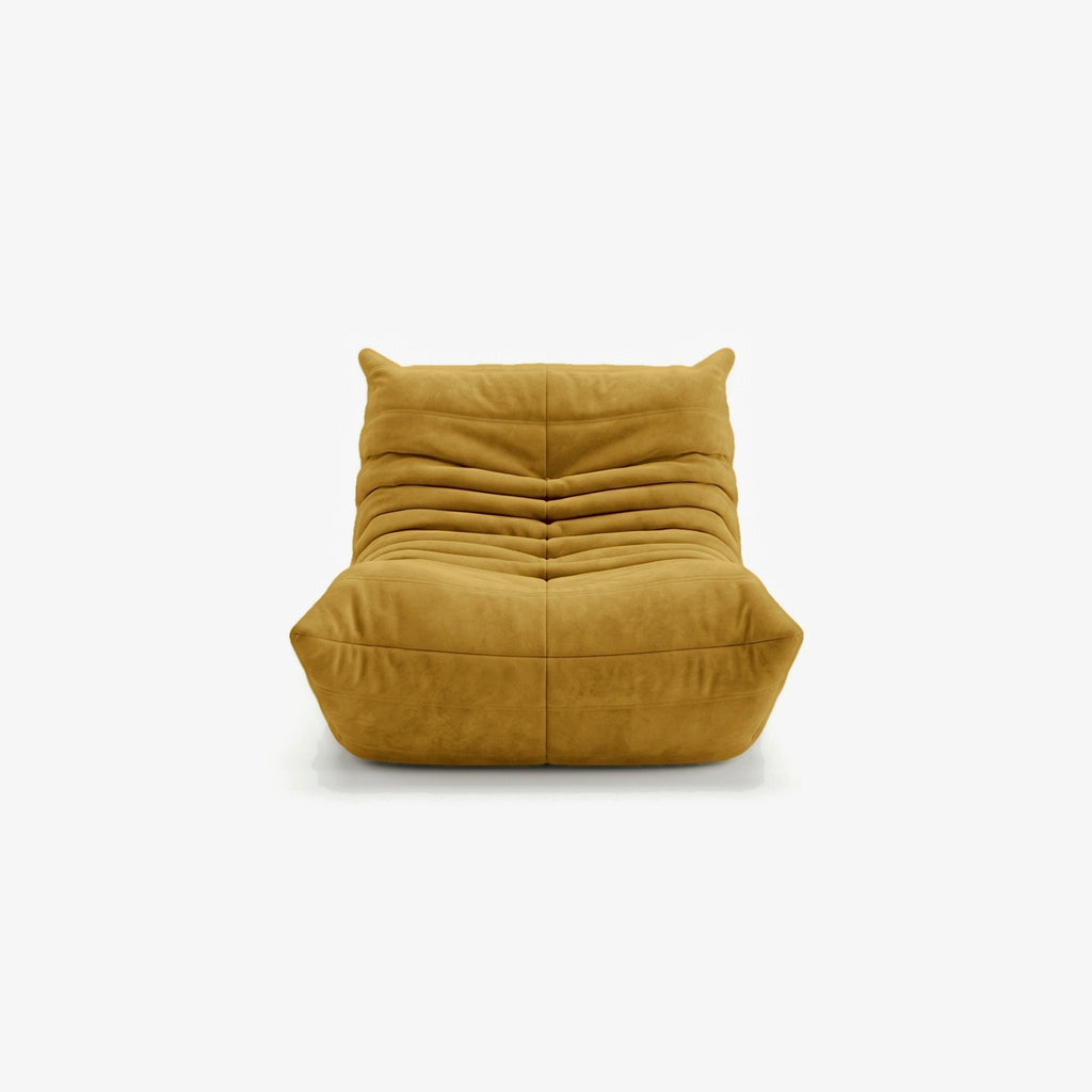 Fauteuil BALTAZAR effet daim Curry, vue de face