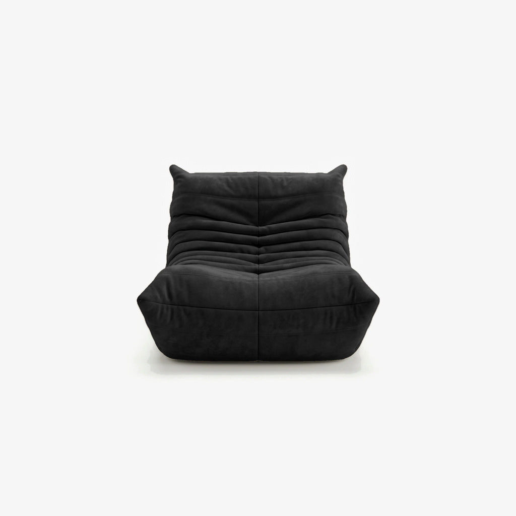 Fauteuil BALTAZAR effet daim Noir, vue de face