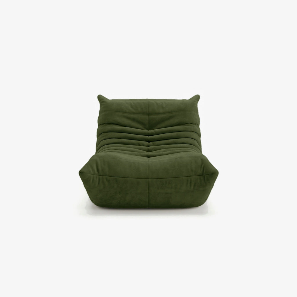 Fauteuil BALTAZAR effet daim Olive, vue de face