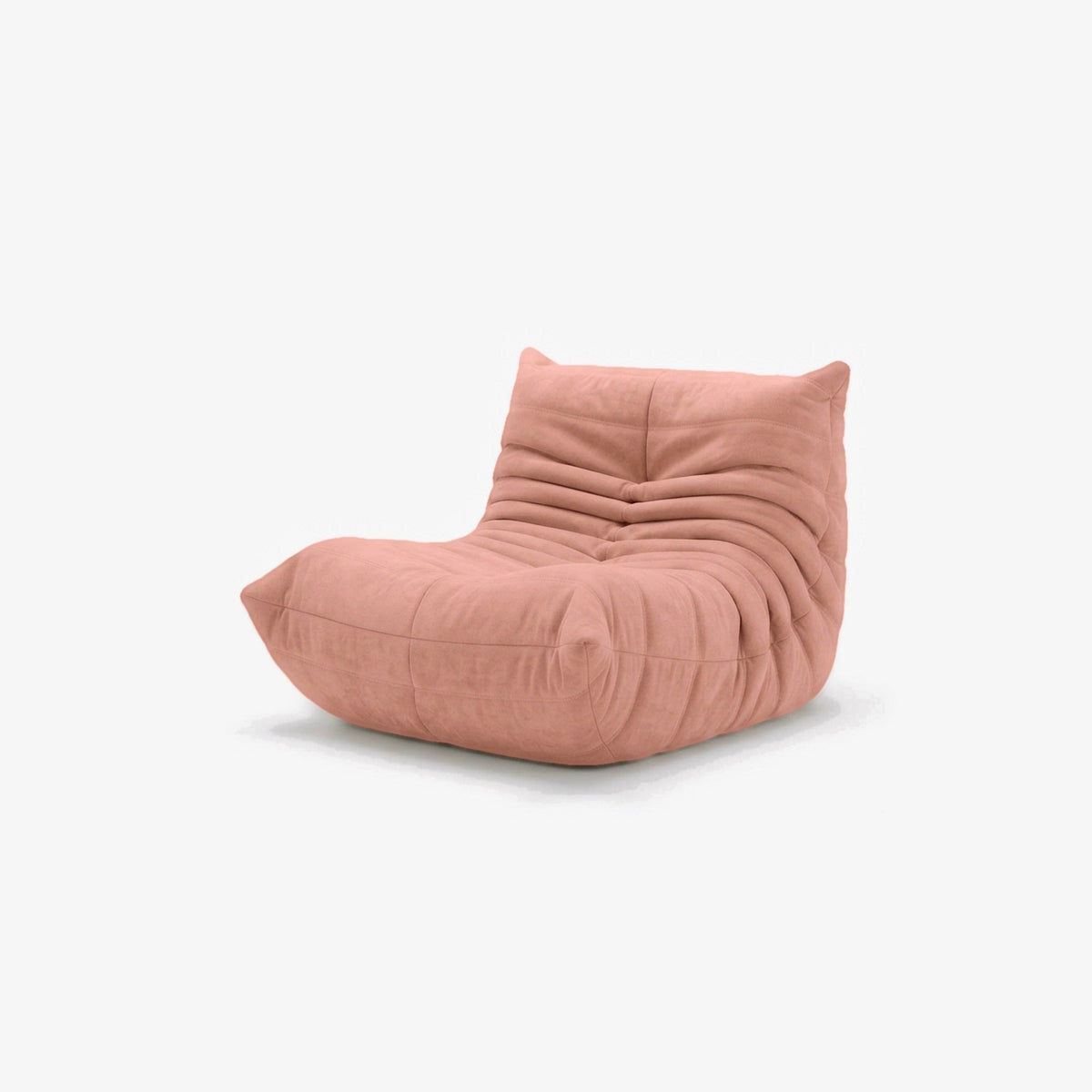 Fauteuil BALTAZAR effet daim Rose, vue de trois-quarts avant