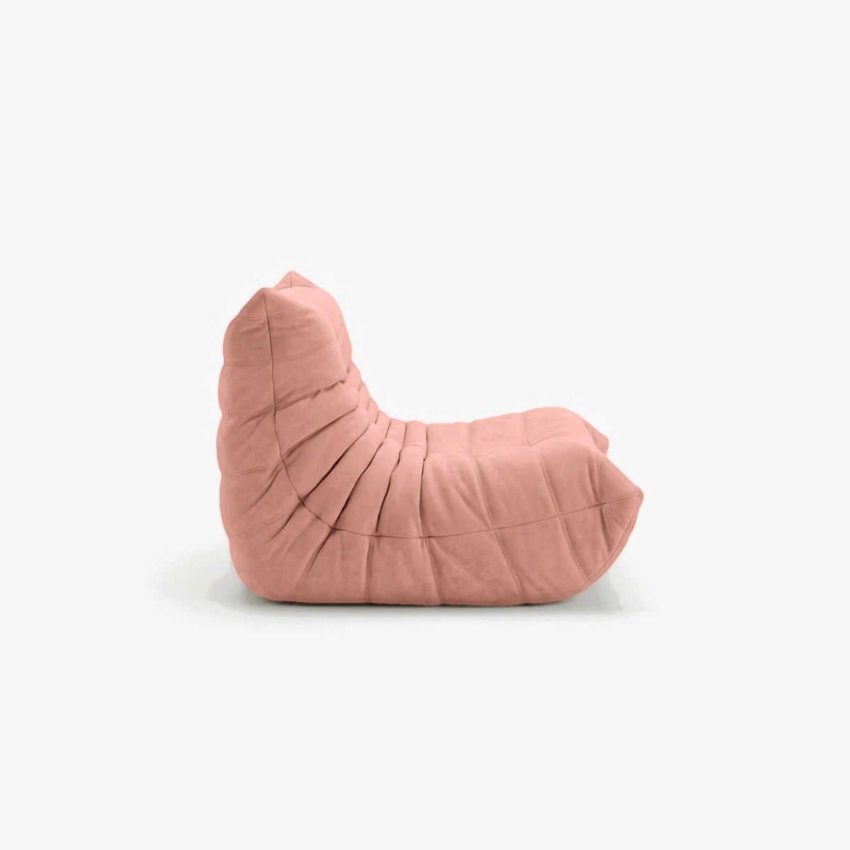 Fauteuil BALTAZAR effet daim Rose, vue de profil