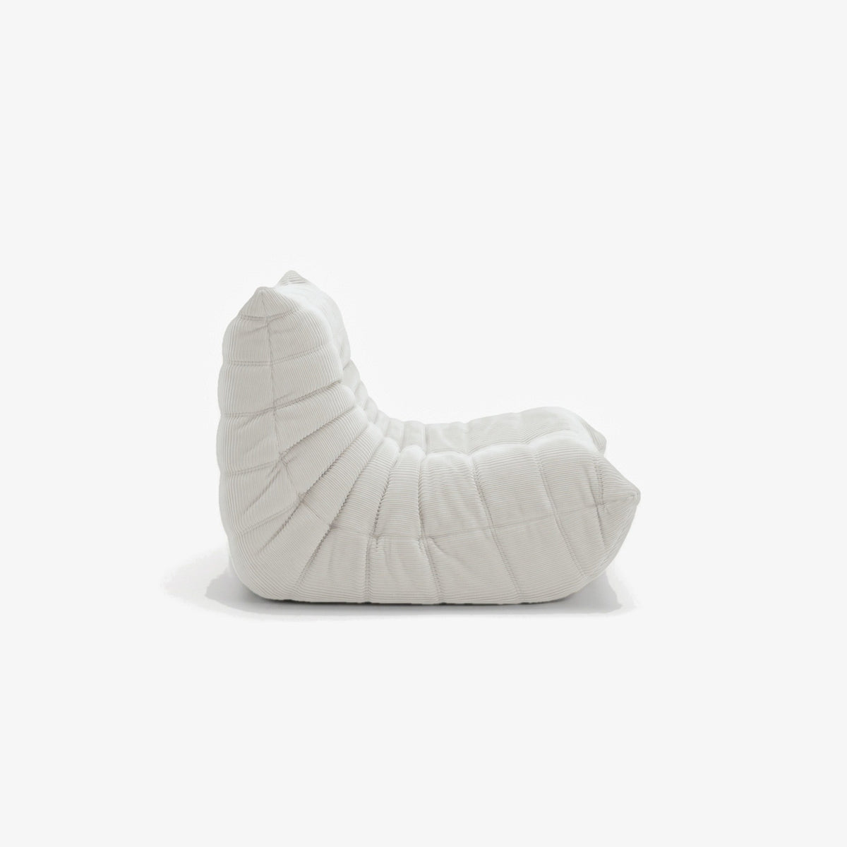 Fauteuil BALTAZAR velours côtelé Blanc, vue de profil