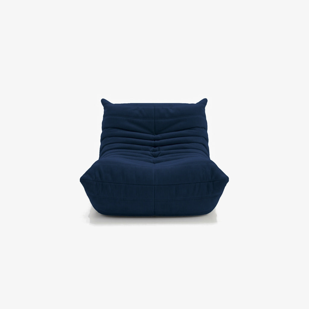 Fauteuil BALTAZAR velours côtelé Bleu nuit, vue de face