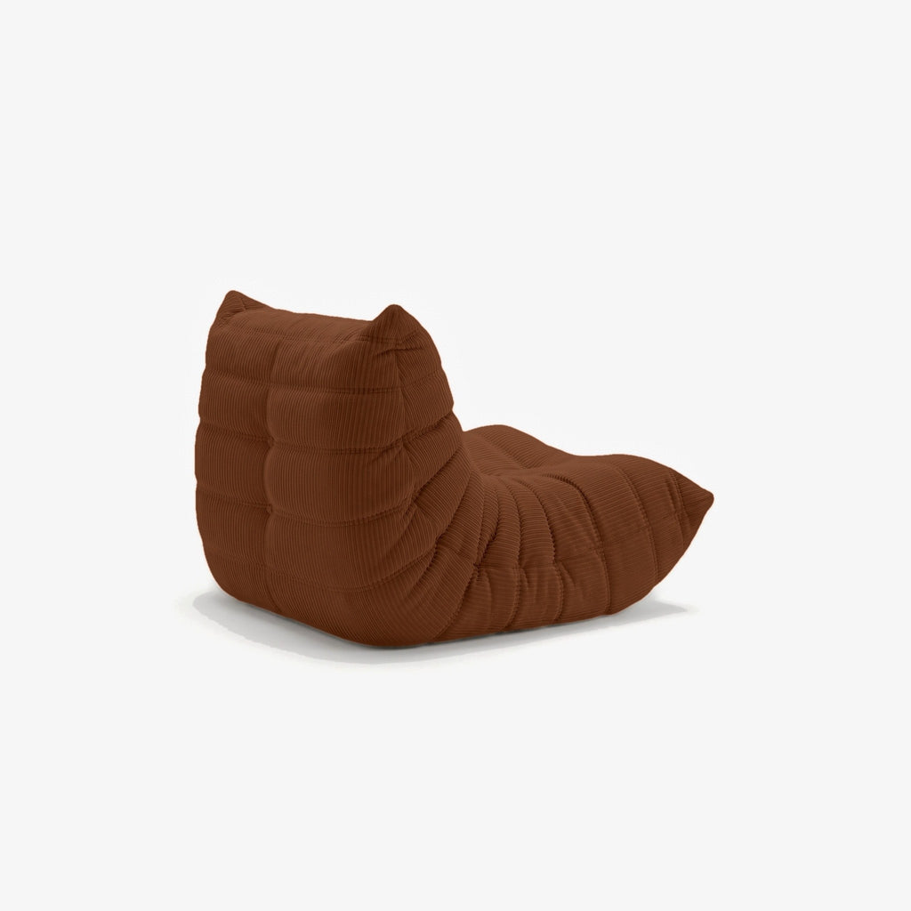 Fauteuil BALTAZAR velours côtelé Caramel, vue de trois-quarts arrière