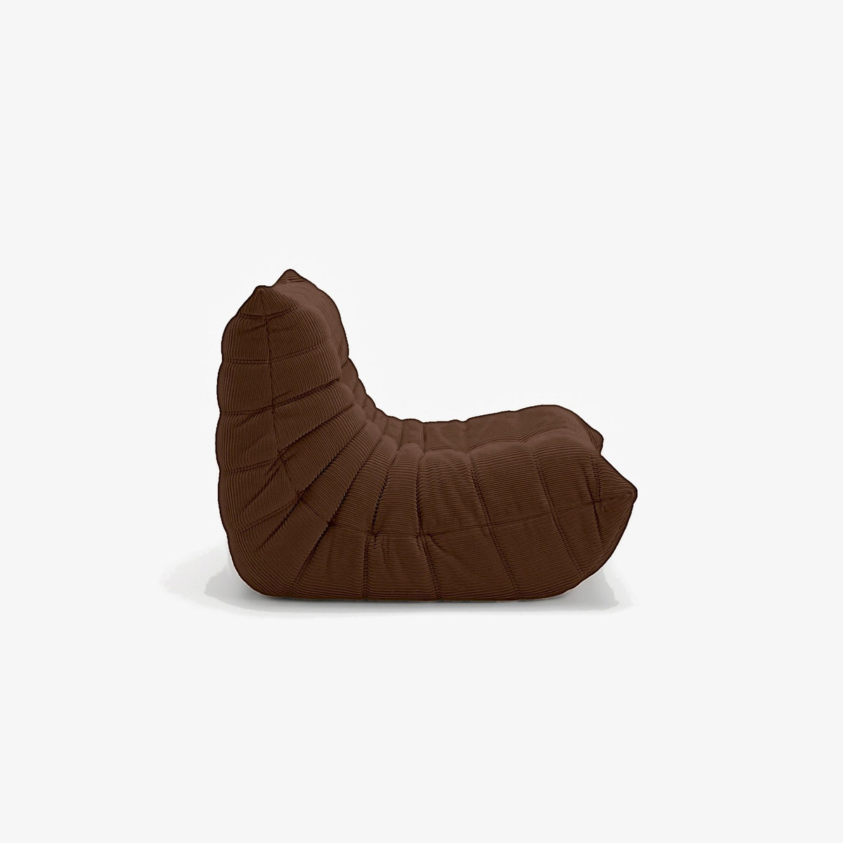 Fauteuil BALTAZAR velours côtelé Chocolat, vue de profil