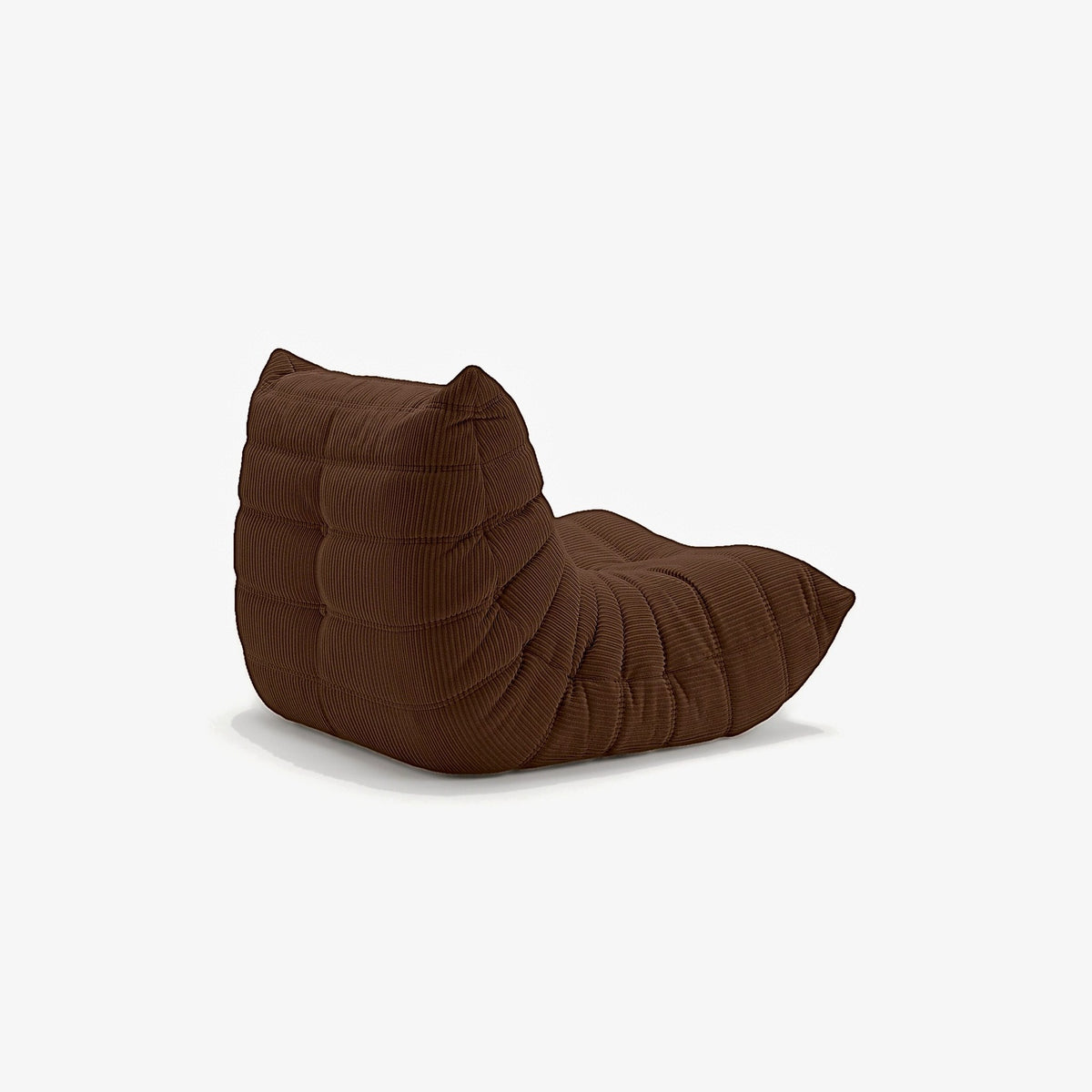 Fauteuil BALTAZAR velours côtelé Chocolat, vue de trois-quarts arrière