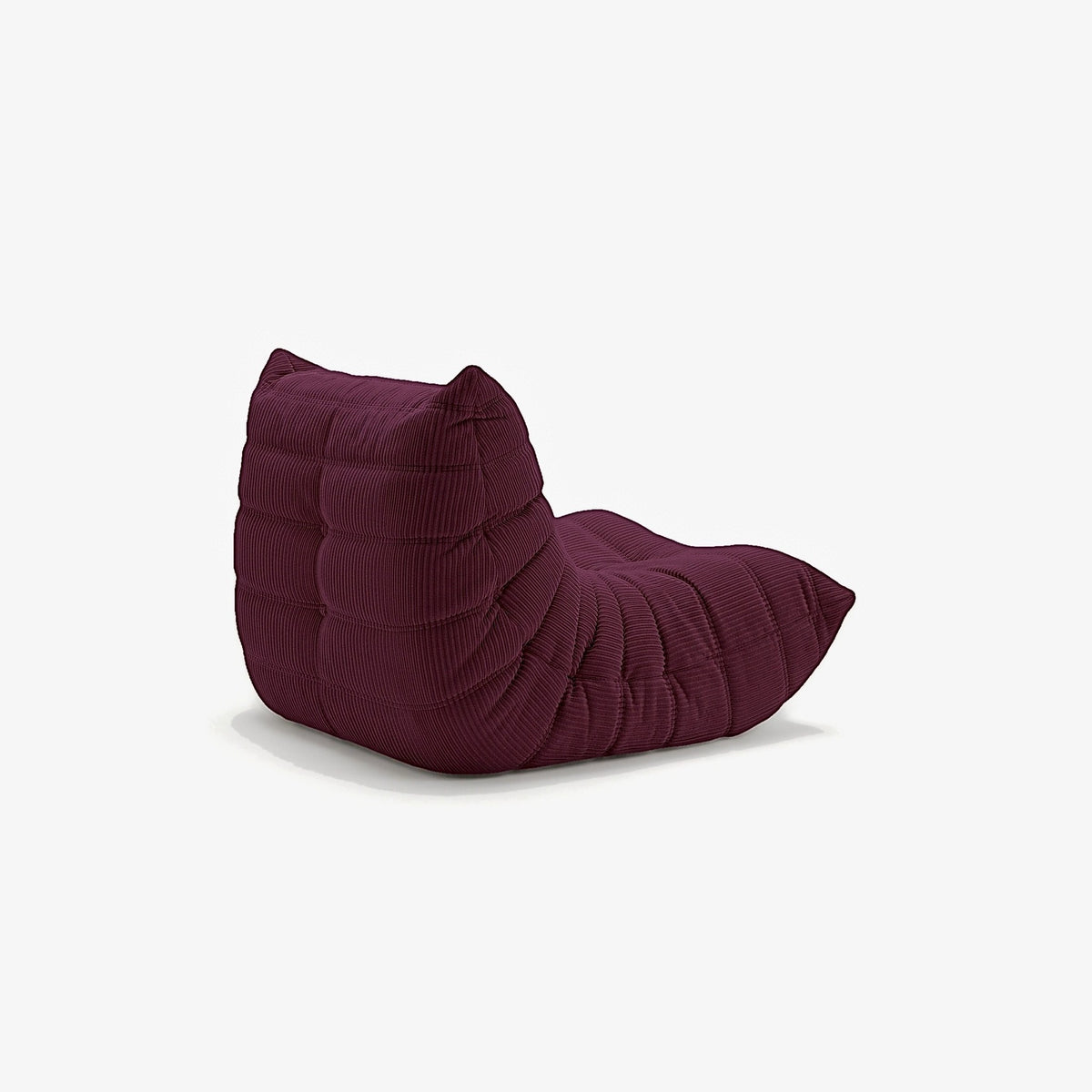 Fauteuil BALTAZAR velours côtelé Grenat, vue de trois-quarts arrière
