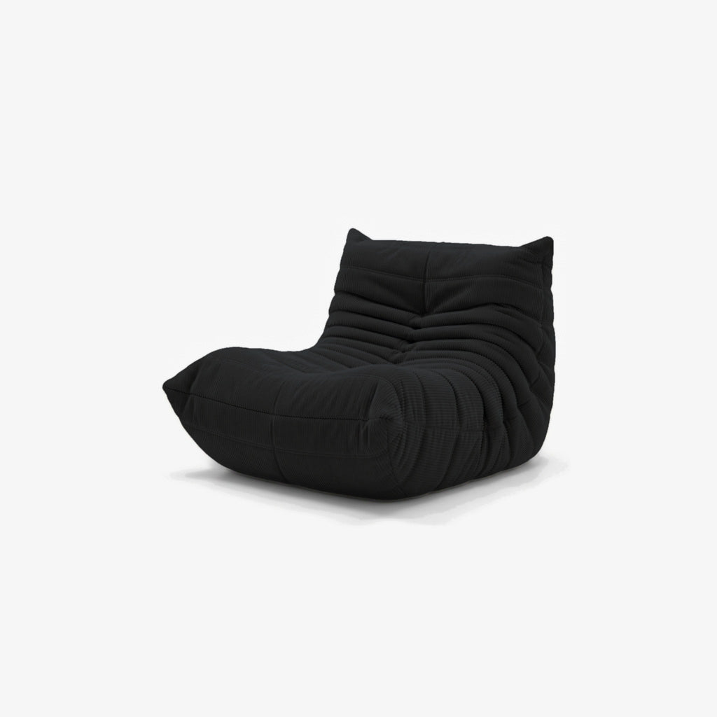 Fauteuil BALTAZAR velours côtelé Noir, vue de trois-quarts avant