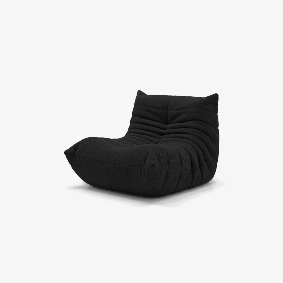 Fauteuil BALTAZAR velours côtelé Noir, vue de trois-quarts avant