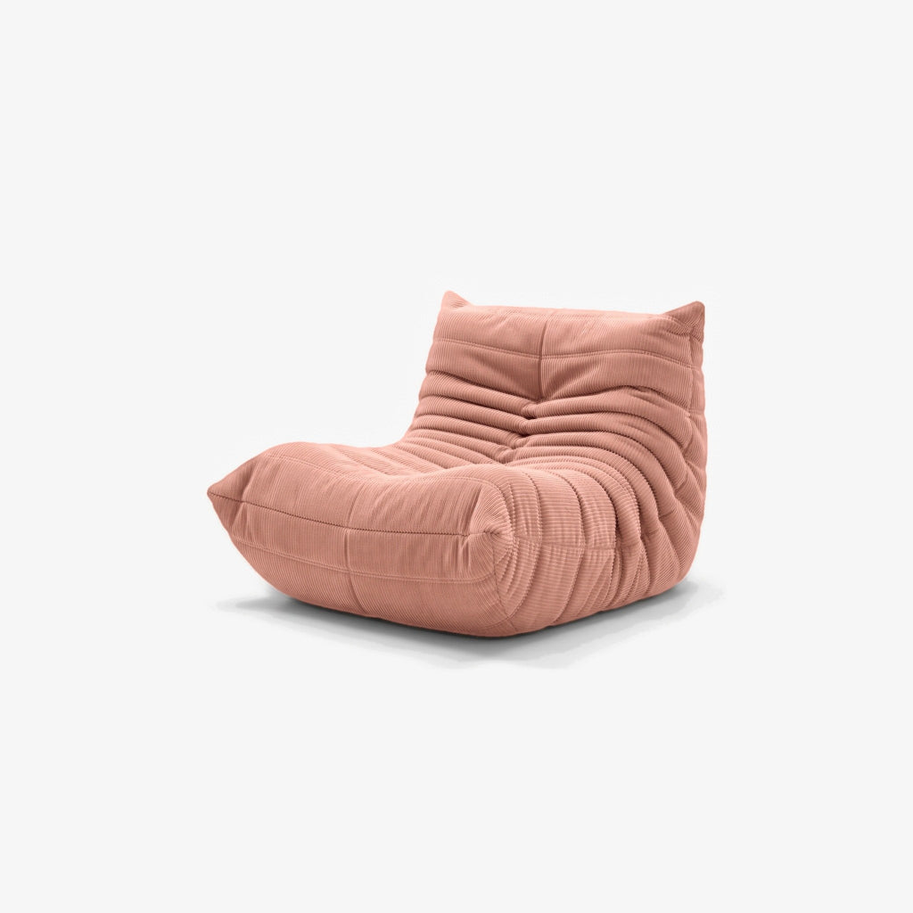 Fauteuil BALTAZAR velours côtelé Rose, vue de trois-quarts avant