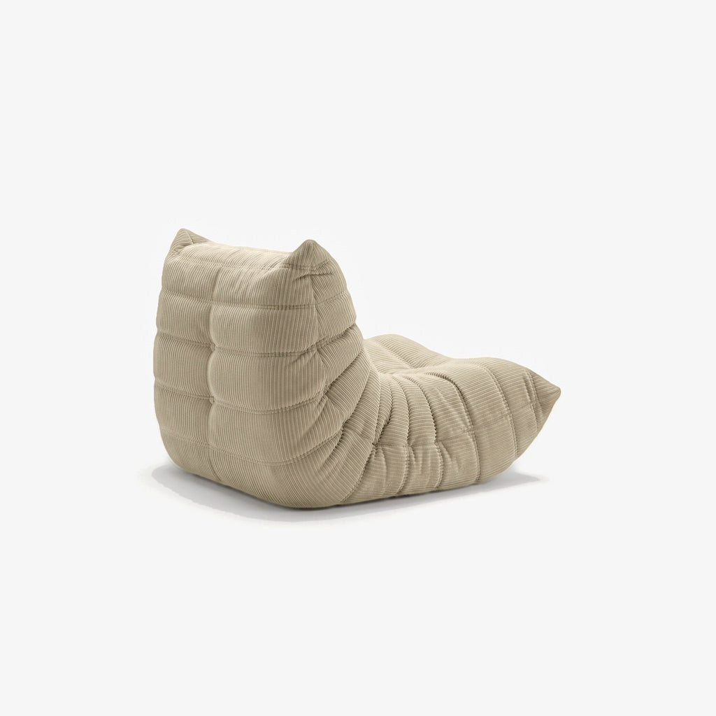 Fauteuil BALTAZAR velours côtelé Sable, vue de trois-quarts arrière
