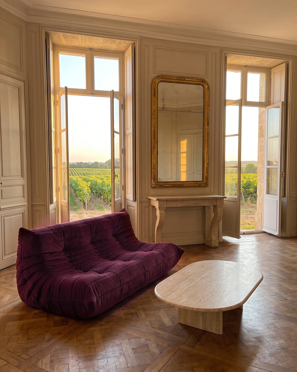 DIANA velours côtelé grenat, Bordeaux