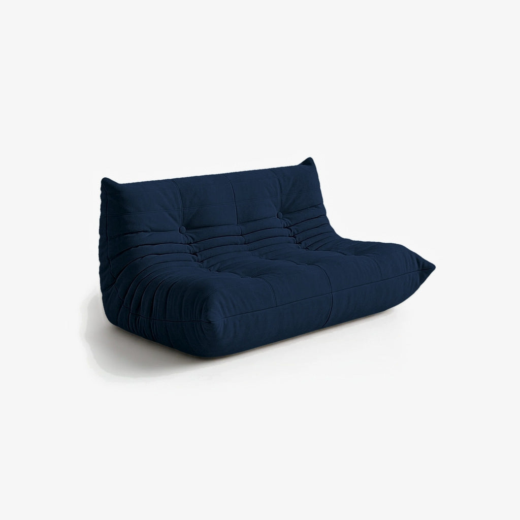 Canapé DIANA effet daim Bleu nuit, vue de trois-quarts avant gauche