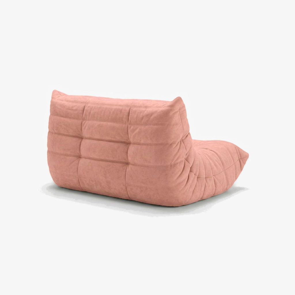 Canapé DIANA effet daim Rose, vue de trois-quarts arrière