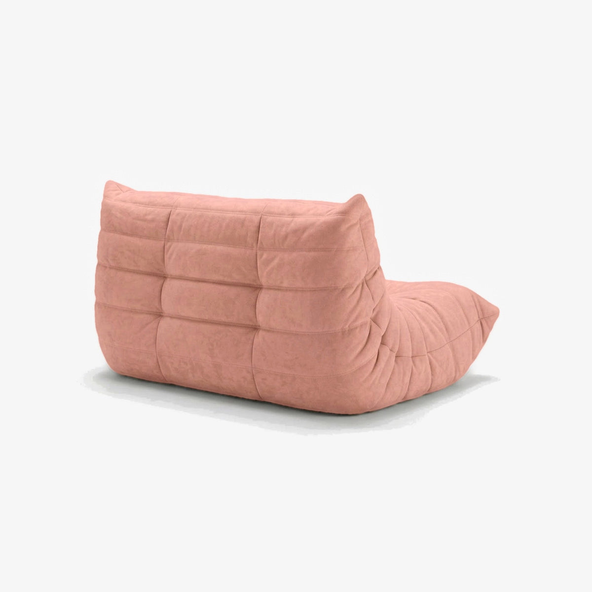 Canapé DIANA effet daim Rose, vue de trois-quarts arrière