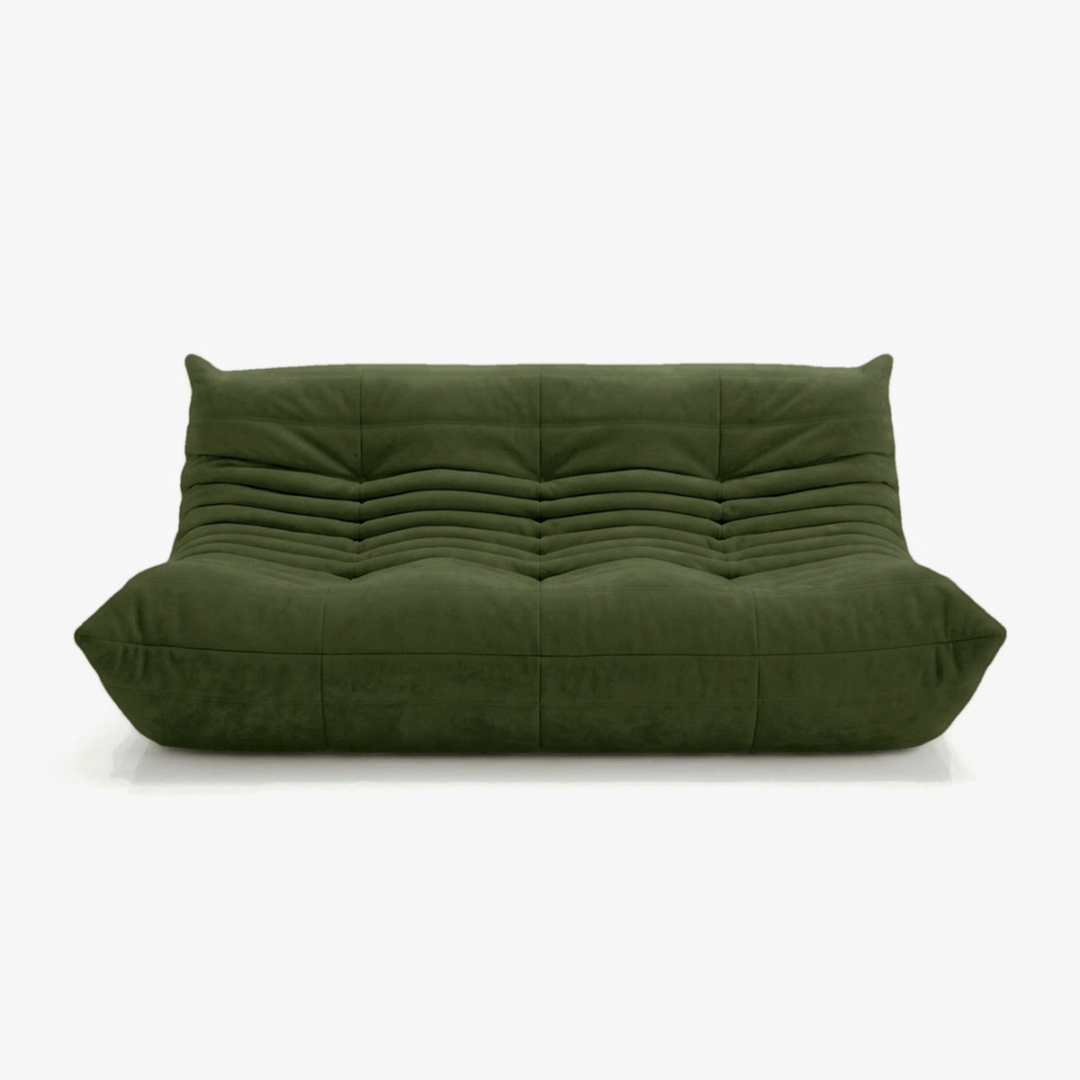 Canapé MARA effet daim Olive, vue de face