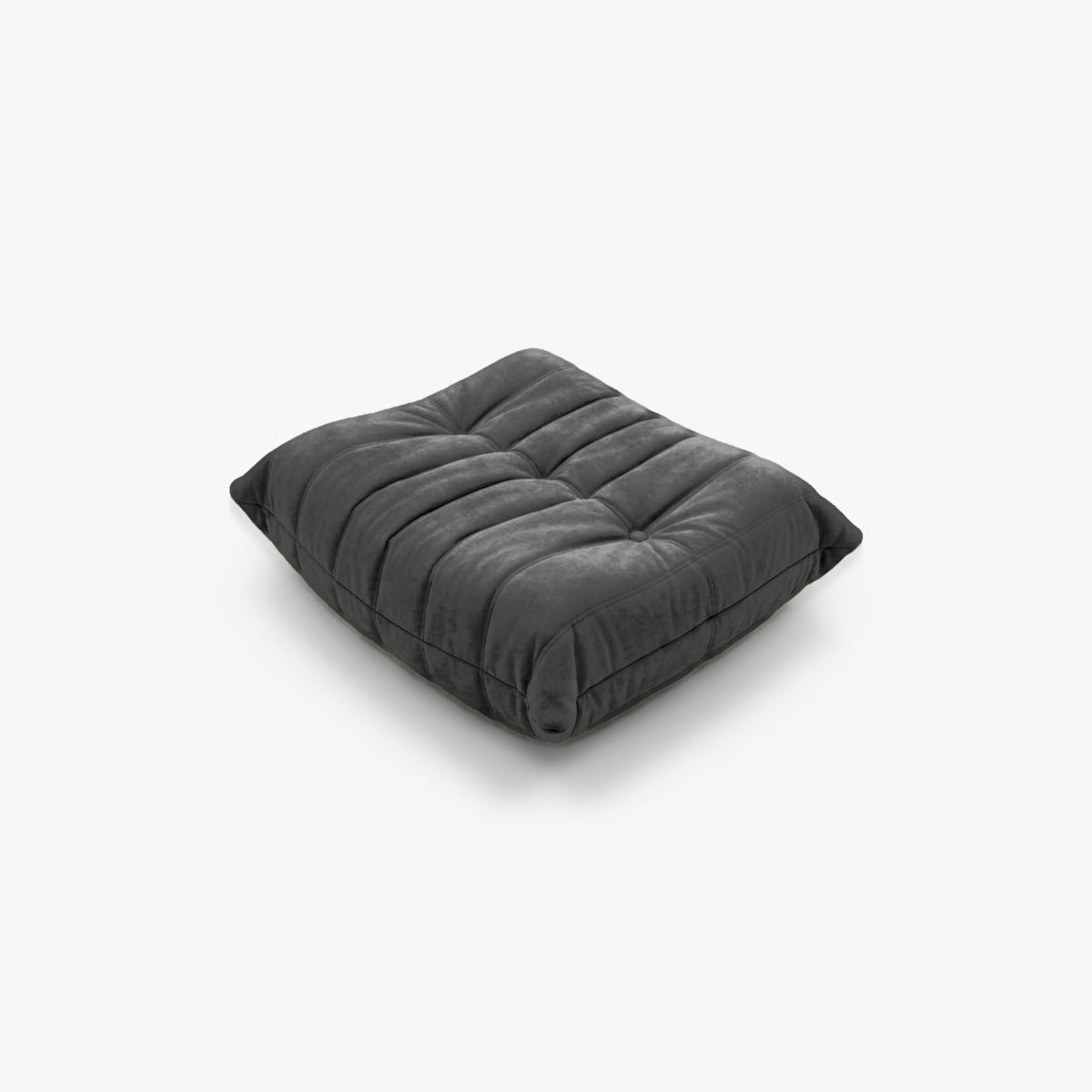 Repose-pieds ROMY effet daim Anthracite, vue de trois-quarts