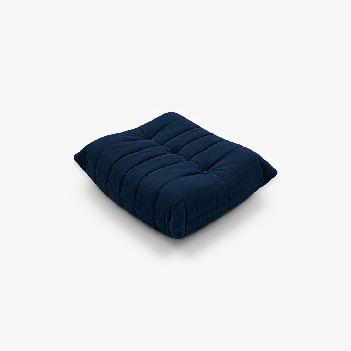 Repose-pieds ROMY effet daim Bleu nuit, vue de trois-quarts