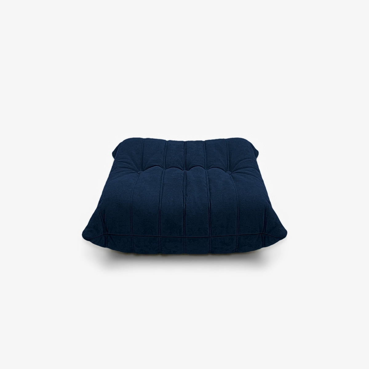 Repose-pieds ROMY effet daim Bleu nuit, vue de profil