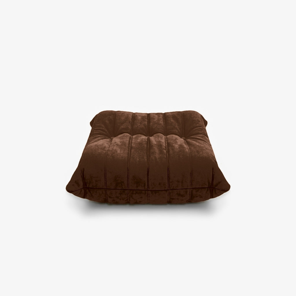 Repose-pieds ROMY effet daim Chocolat, vue de profil