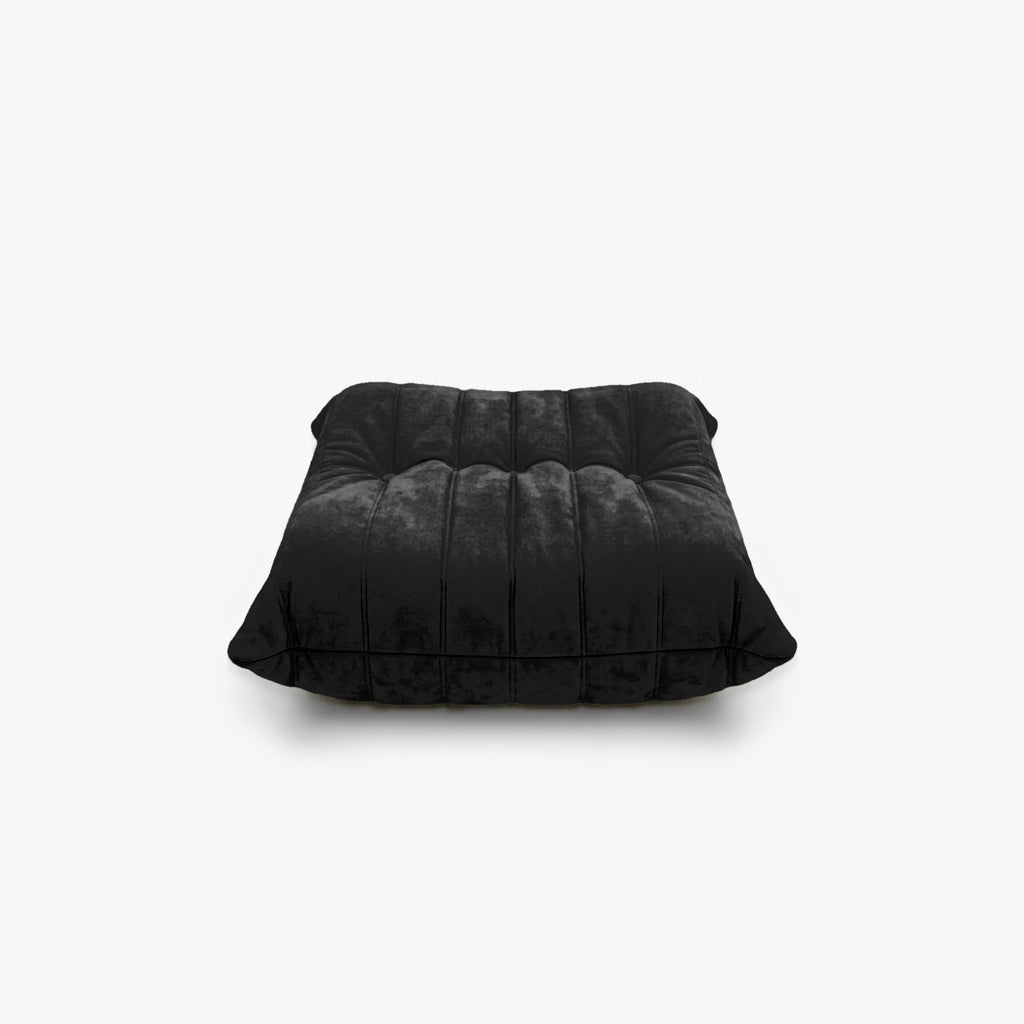 Repose-pieds ROMY effet daim Noir, vue de profil