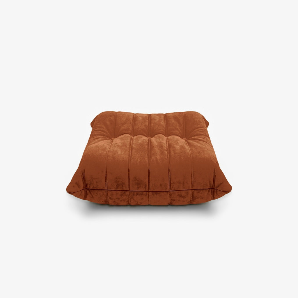 Repose-pieds ROMY effet daim Ocre, vue de profil