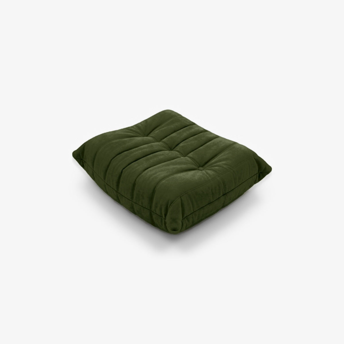 Repose-pieds ROMY effet daim Olive, vue de trois-quarts