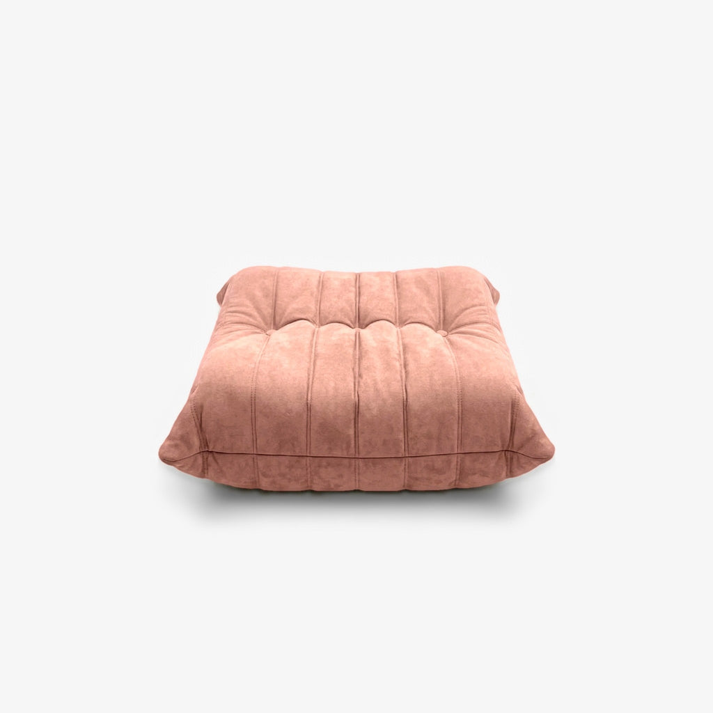 Repose-pieds ROMY effet daim Rose, vue de profil