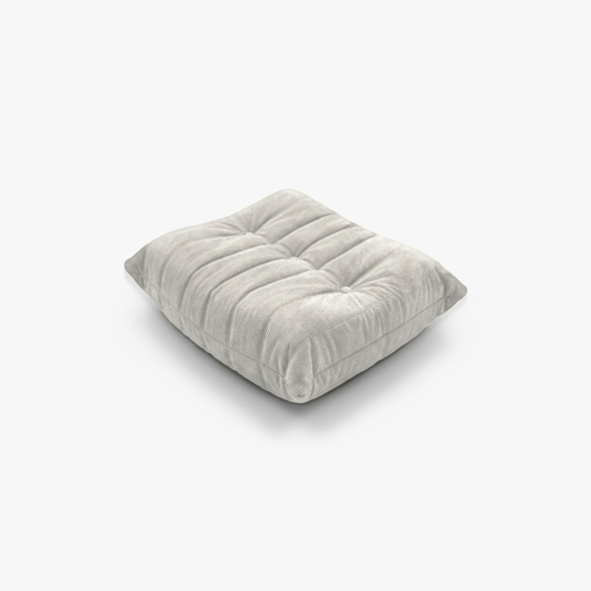 Repose-pieds ROMY velours côtelé Blanc, vue de trois-quarts